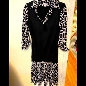 Black and white patterned Calvin Klein dress